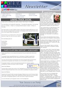 Click to download the newsletter September 2018 Newsletter from Catalyst