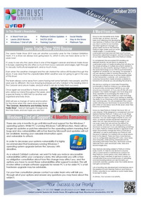 Click to download the newsletter October 2019 Newsletter from Catalyst