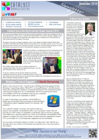 Click to download the newsletter December 2019 Newsletter from Catalyst