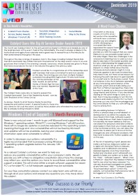 December 2019 Newsletter from Catalyst