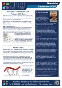 Click to download the newsletter September 2020 Newsletter from Catalyst