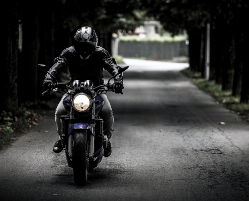 Motorcycle biker on road